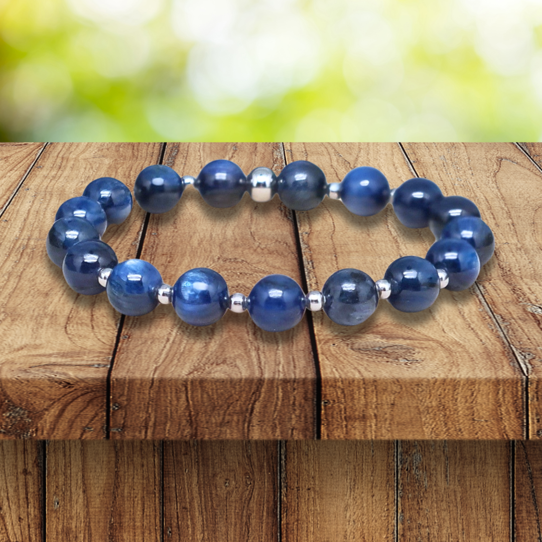 Bracelet en Cyanite bleue 6 ou 8mm au choix