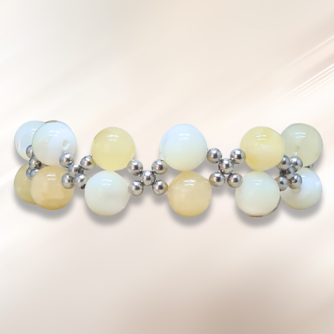 Bracelet tissé en Calcite jaune et Nacre