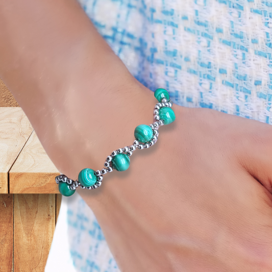 Bracelet tissé en Malachite (BRT423) - ENAE Minéraux
