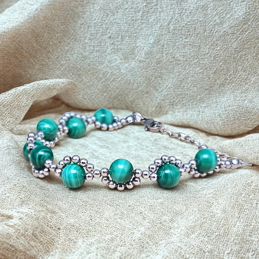Bracelet tissé en Malachite (BRT423)