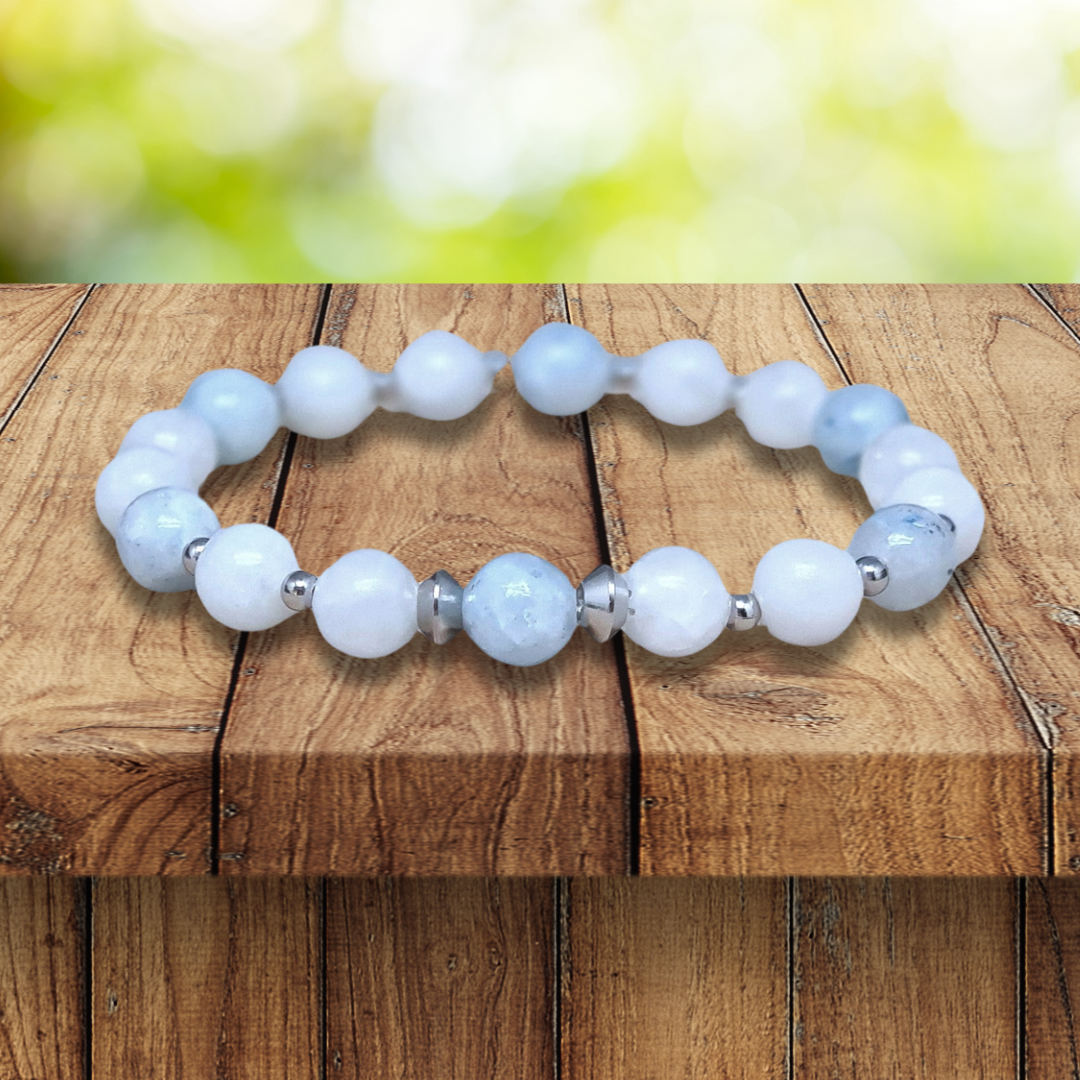 Bracelet en Célestine bleue et blanche