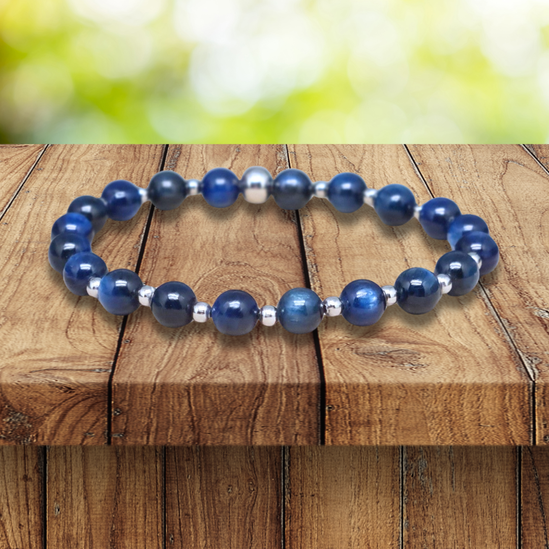 Bracelet en Cyanite bleue 6 ou 8mm au choix