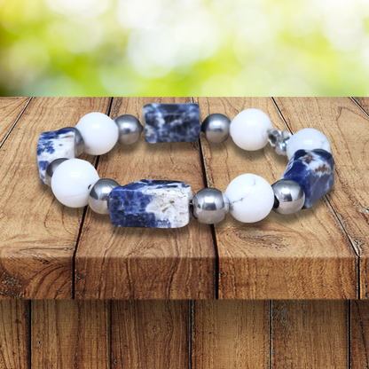 Bracelet en Sodalite et Howlite