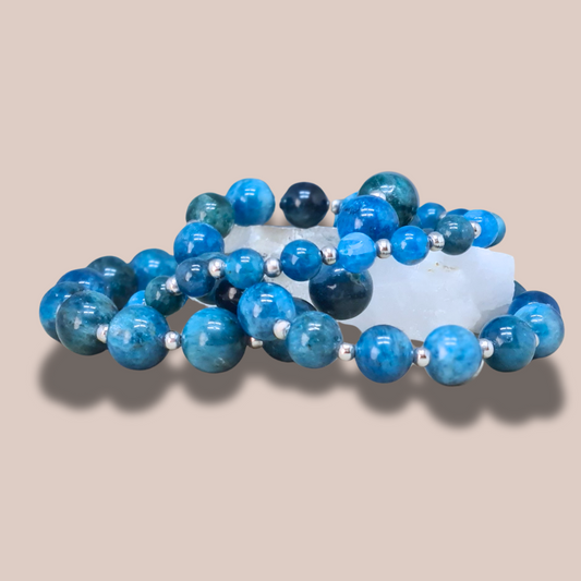 Bracelet en Apatite bleue 6, 8 ou 9,5mm au choix