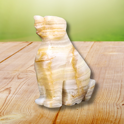 Chien sculpté en Aragonite et Calcite (PRGFL347-4) - ENAE Minéraux