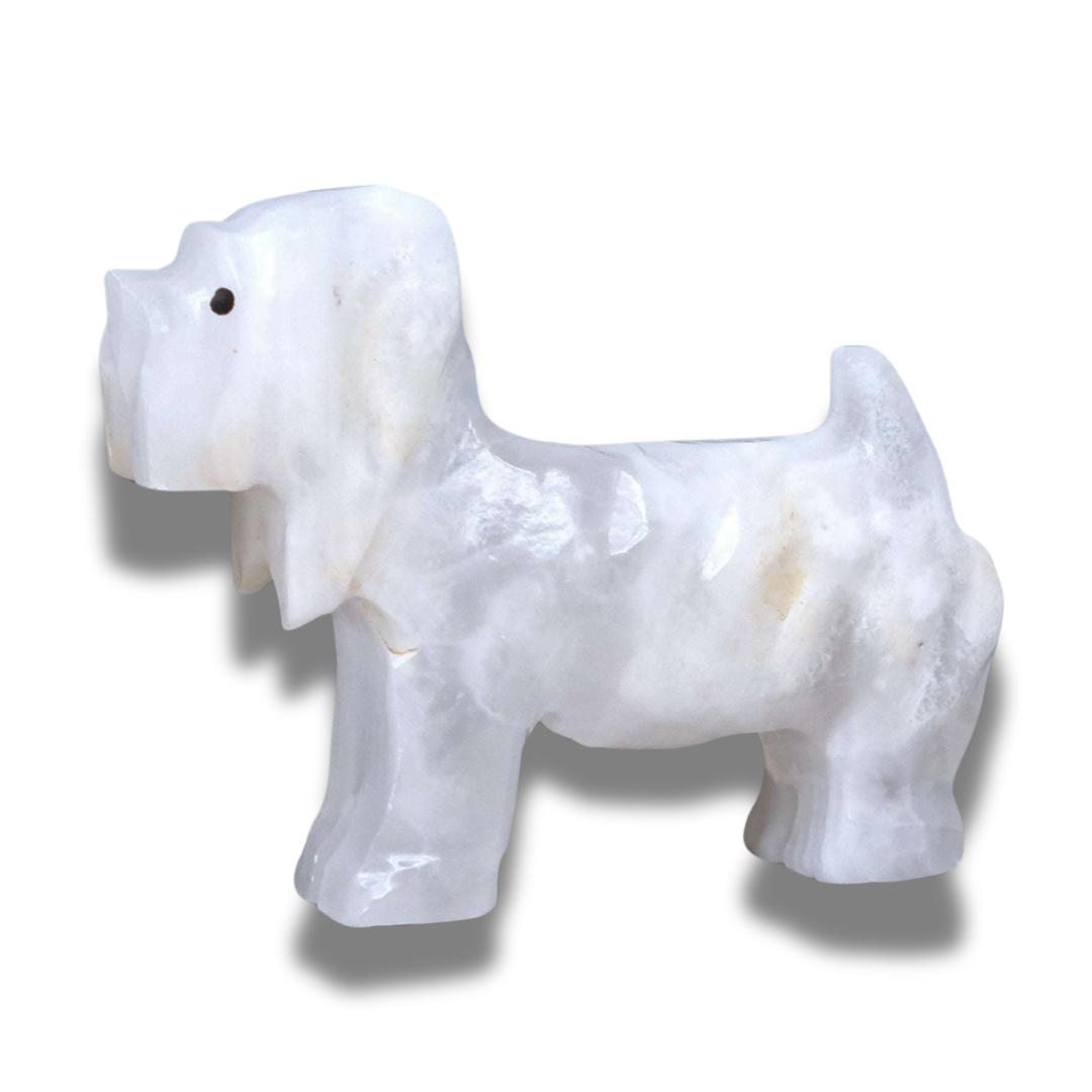 Chien en Calcite blanche (PRGFL347-2) - ENAE Minéraux