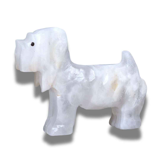 Chien en Calcite blanche (PRGFL347-2)