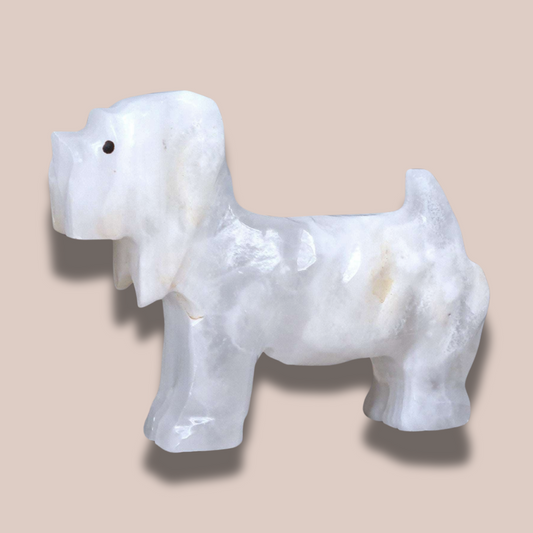 Chien en Calcite blanche (PRGFL347-2)