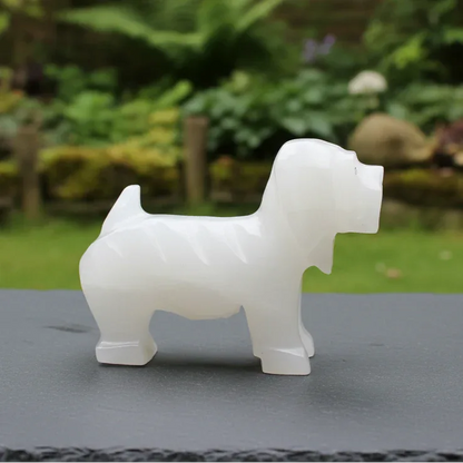 Chien en Calcite blanche 153g (PRGFL347-2)