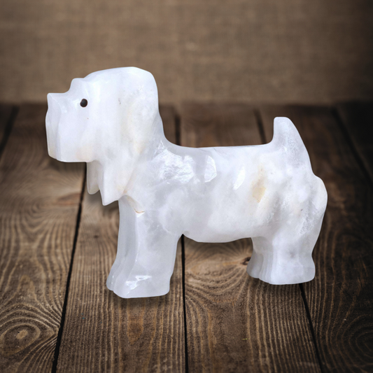 Chien en Calcite blanche (PRGFL347-2)