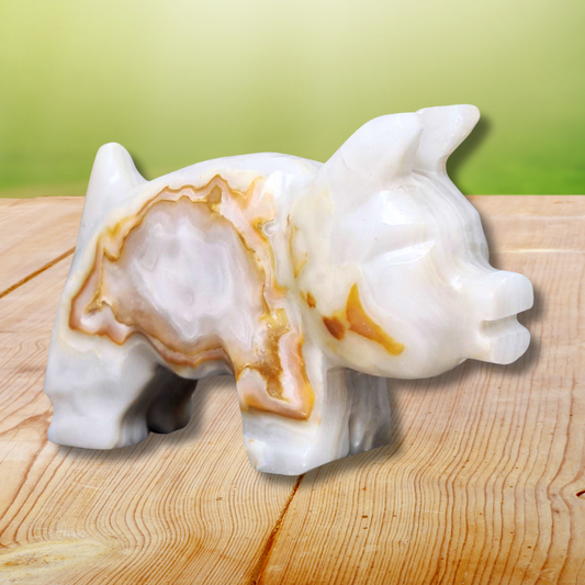 Cochon en Aragonite et Calcite (PRGFL627) - ENAE Minéraux