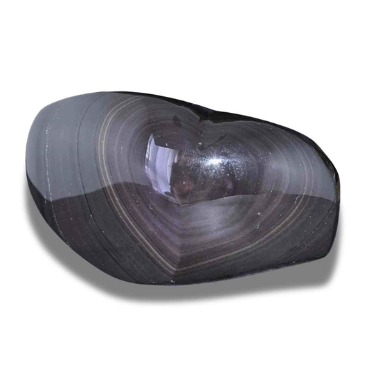 Cœur poli en Obsidienne Œil Céleste (PRGFL334-2) - ENAE Minéraux