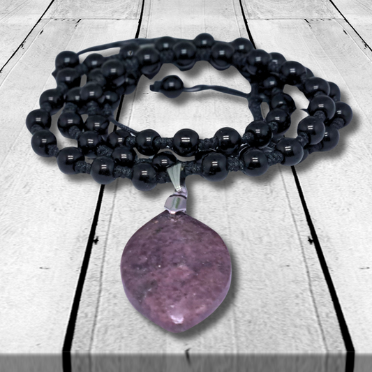 Collier style Mala en Obsidienne noire et Grenatite (COL23-47) - ENAE Minéraux