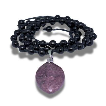 Collier style Mala en Obsidienne noire et Grenatite (COL23-47) - ENAE Minéraux