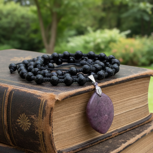 Collier style Mala en Obsidienne noire et Grenatite (COL23-47) - ENAE Minéraux