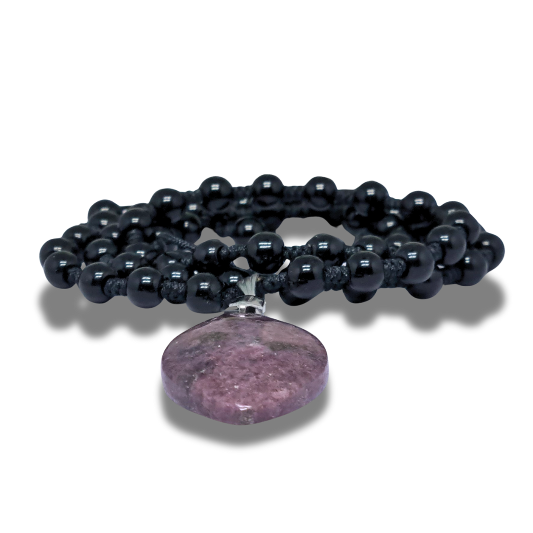 Collier style Mala en Obsidienne noire et Grenatite (COL23-47) - ENAE Minéraux
