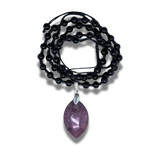 Collier style Mala en Obsidienne noire et Grenatite (COL23-47) - ENAE Minéraux