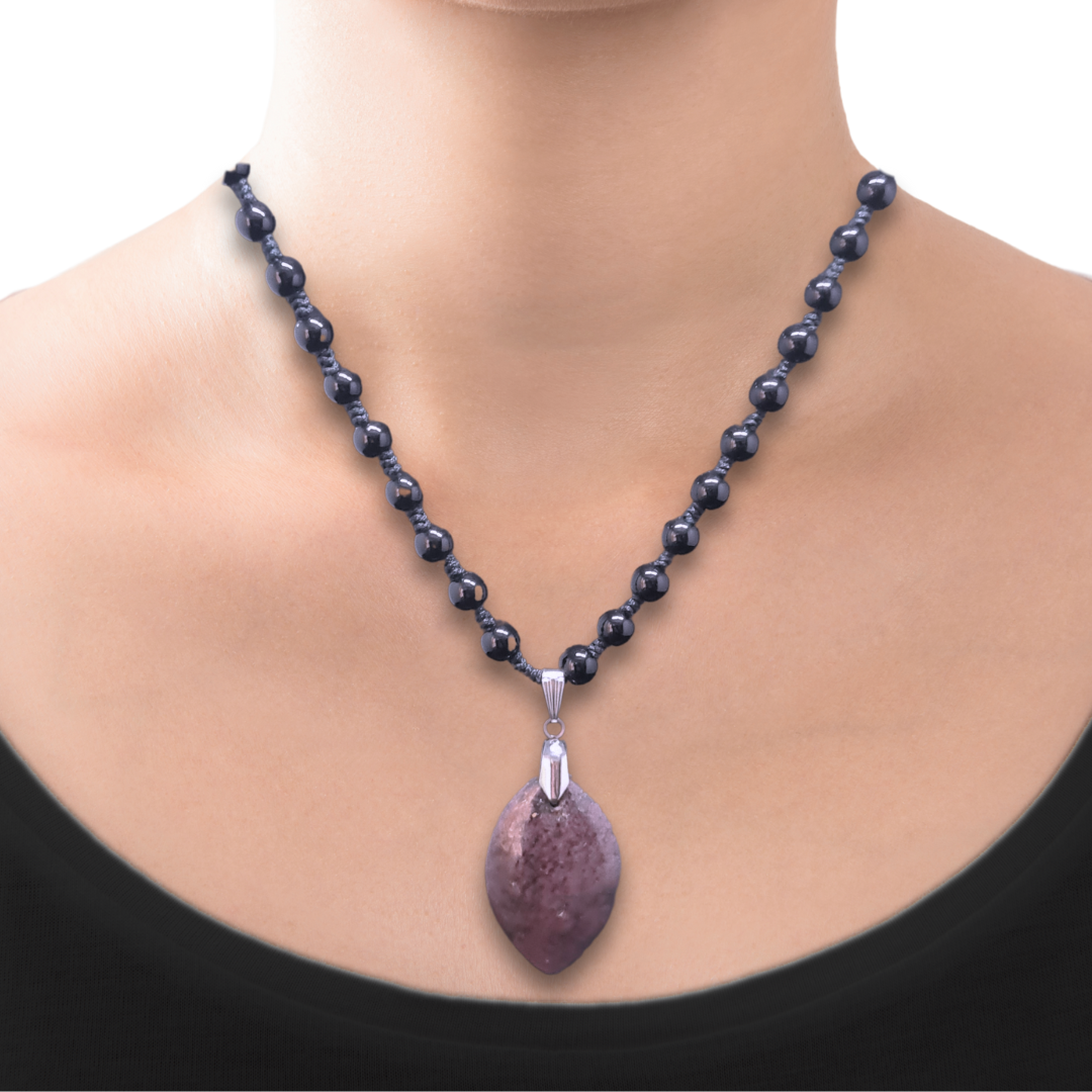 Collier style Mala en Obsidienne noire et Grenatite (COL23-47) - ENAE Minéraux