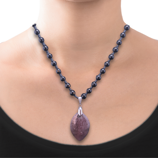 Collier style Mala en Obsidienne noire et Grenatite (COL23-47) - ENAE Minéraux