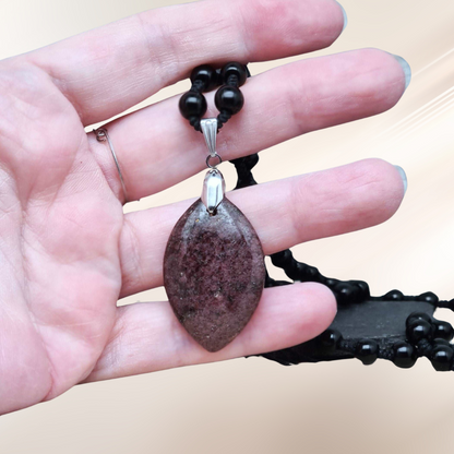 Collier style Mala en Obsidienne noire et Grenatite (COL23-47)