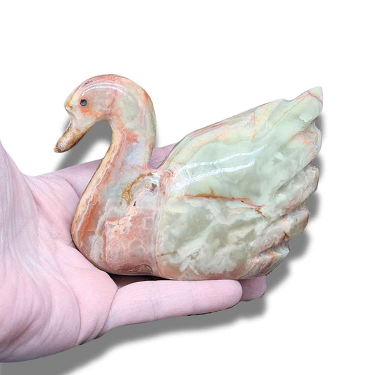 Cygne en Aragonite et Calcite (PRGFL622-6) - ENAE Minéraux