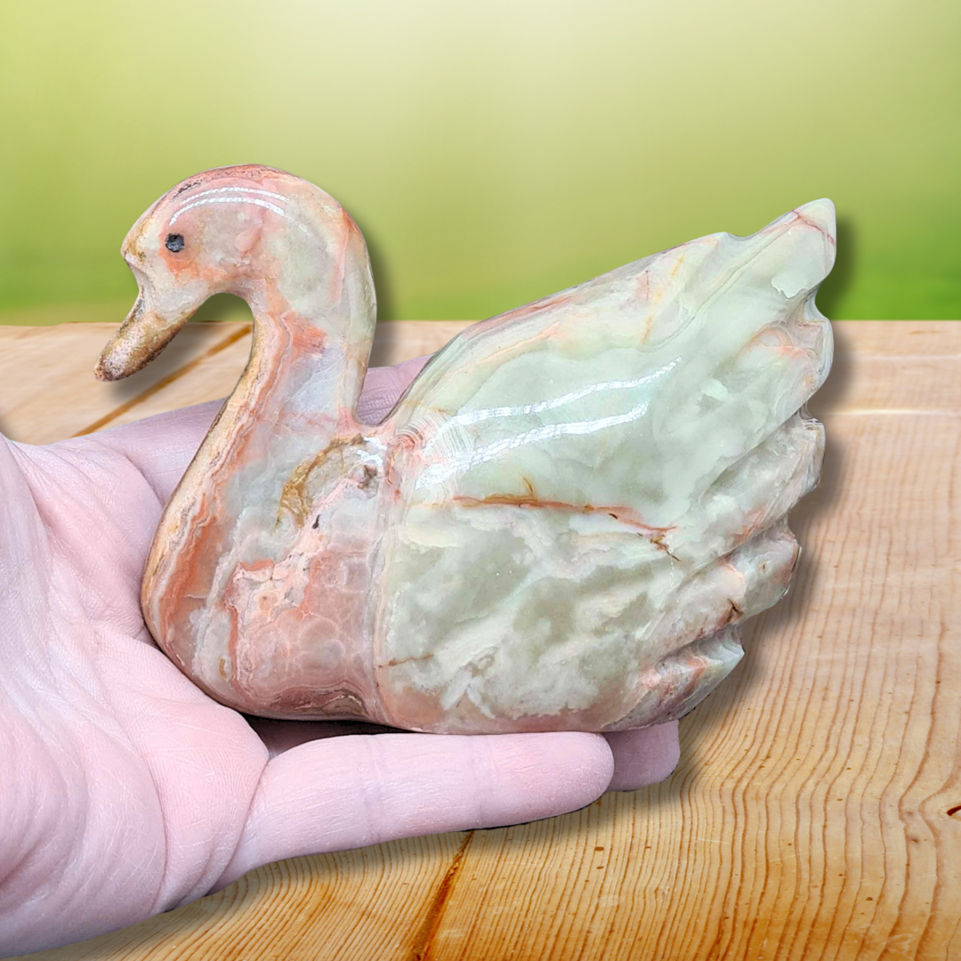 Cygne en Aragonite et Calcite (PRGFL622-6) - ENAE Minéraux