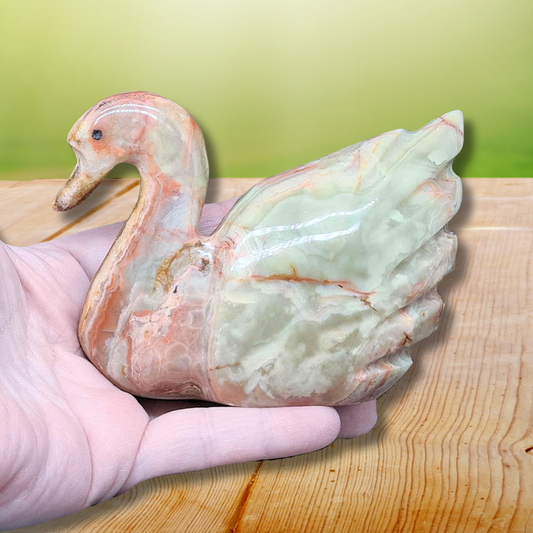 Cygne en Aragonite et Calcite (PRGFL622-6) - ENAE Minéraux