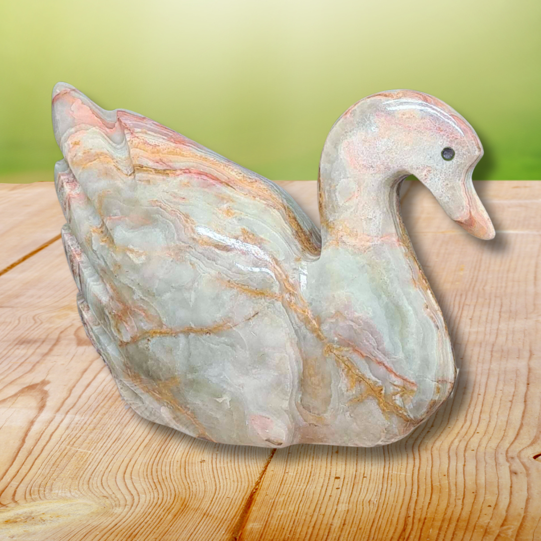 Cygne en Aragonite et Calcite (PRGFL622-6) - ENAE Minéraux
