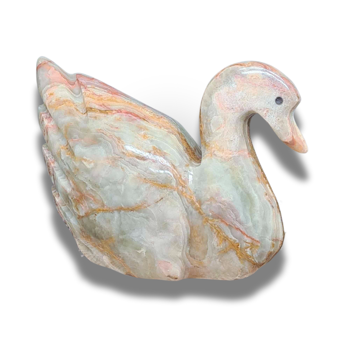 Cygne en Aragonite et Calcite (PRGFL622-6) - ENAE Minéraux