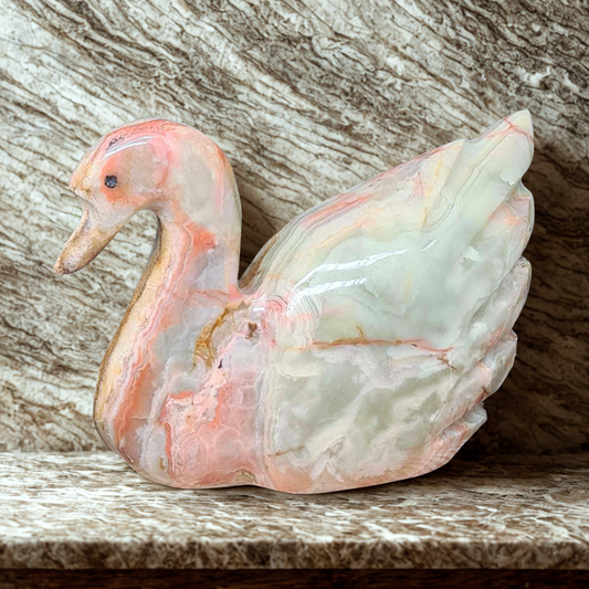 Cygne en Aragonite et Calcite 409g (PRGFL622-6)