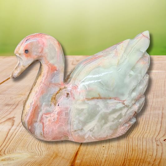 Cygne en Aragonite et Calcite (PRGFL622-6) - ENAE Minéraux