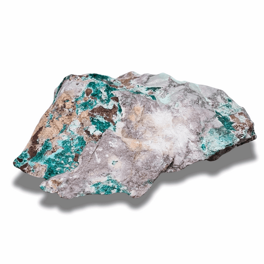 Dioptase brute avec Planchéite et Cérusite (MB432-2) - ENAE Minéraux