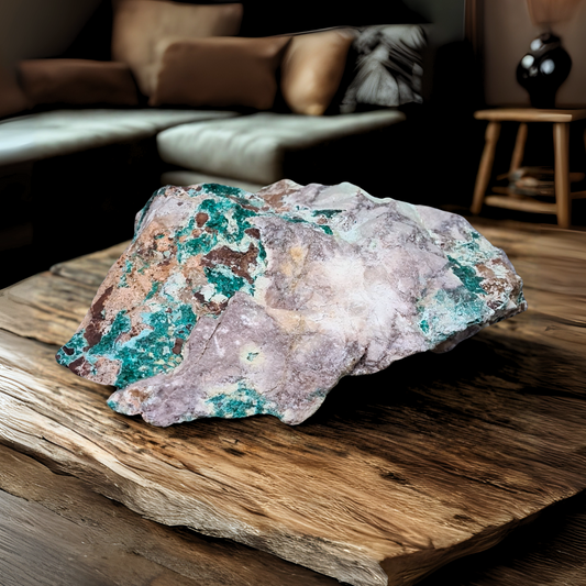 Dioptase brute avec Planchéite et Cérusite 1327g (MB432-2)