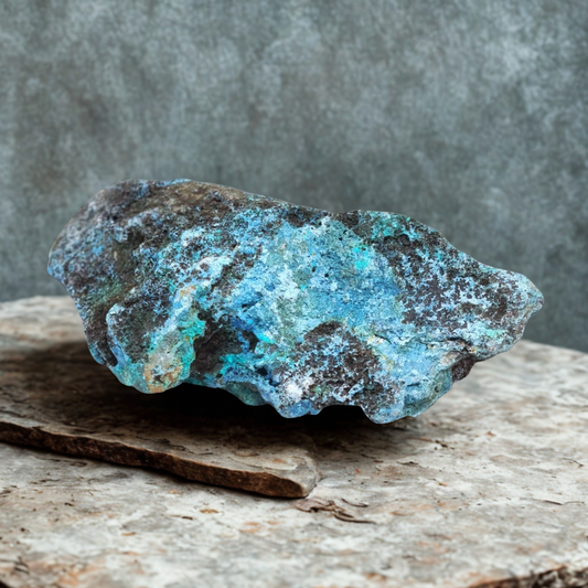Dioptase, Shattuckite, Planchéite, Chrysocolle brute 85g (MB410-1)