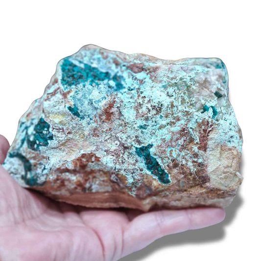Dioptase brute avec Planchéite, Shattuckite, Cérusite (MB432-1)
