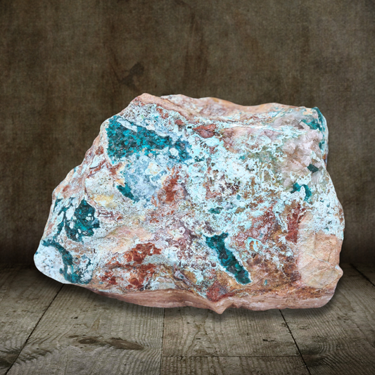 Dioptase brute avec Planchéite, Shattuckite, Cérusite brute (MB432-1)