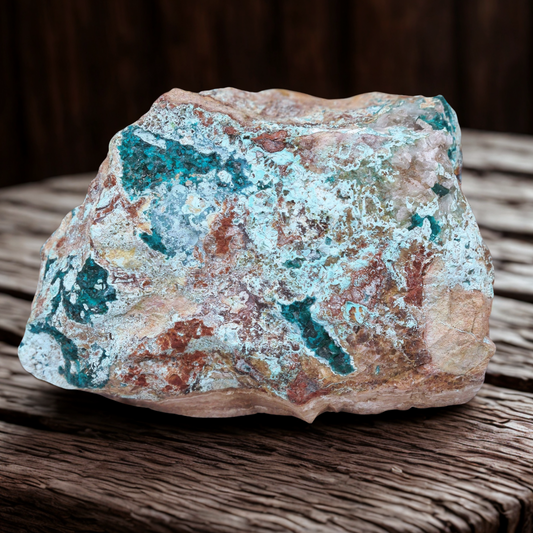 Dioptase brute avec Planchéite, Shattuckite, Cérusite 1157g (MB432-1)