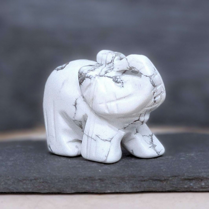 Eléphant en Howlite 40g (PRGFL346-65) - ENAE Minéraux