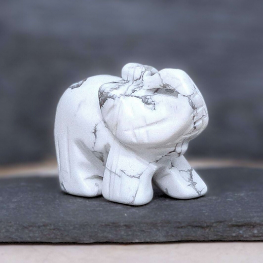 Eléphant en Howlite 40g (PRGFL346-65) - ENAE Minéraux