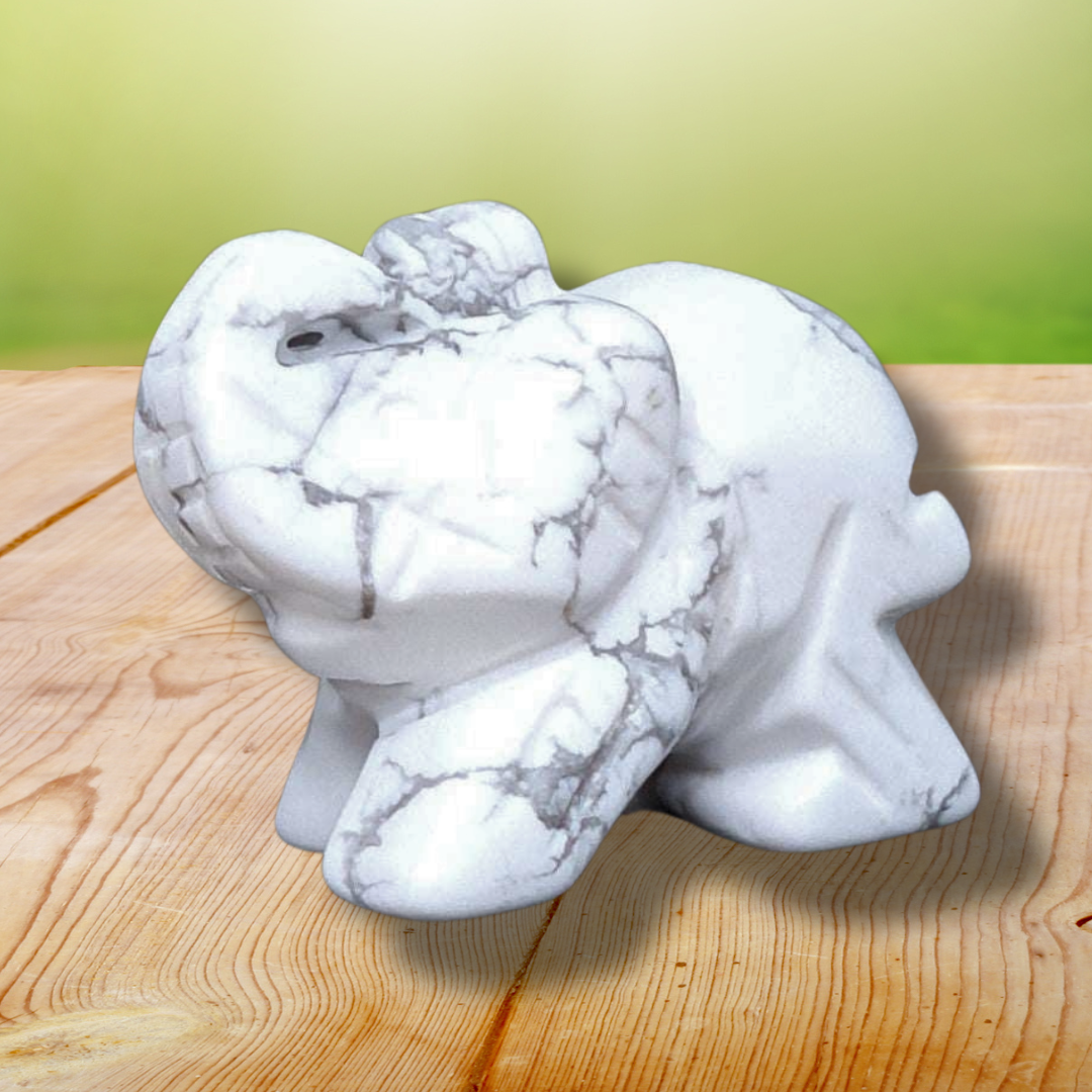 Eléphant en Howlite 40g (PRGFL346-65) - ENAE Minéraux