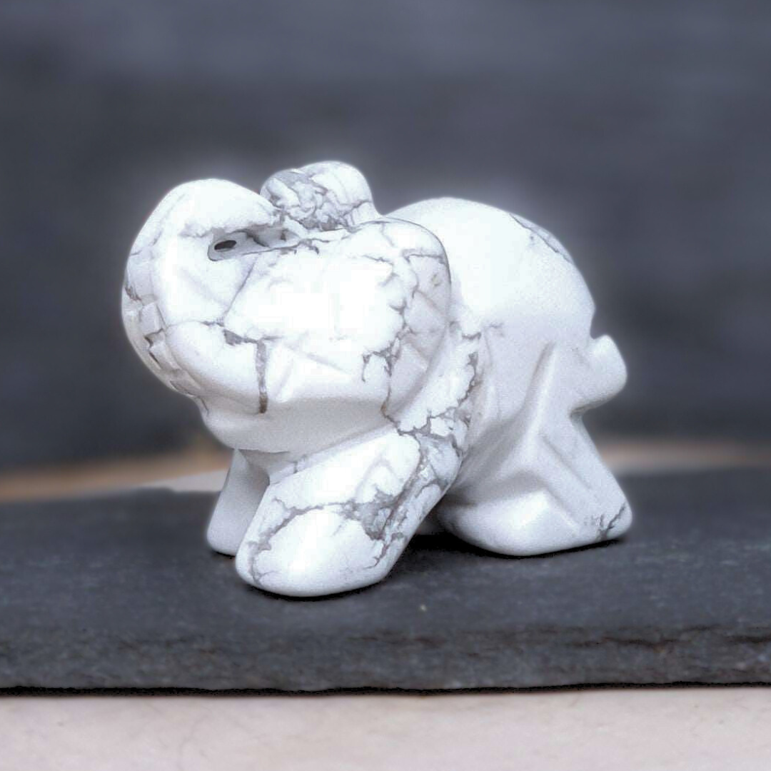 Eléphant en Howlite 40g (PRGFL346-65) - ENAE Minéraux
