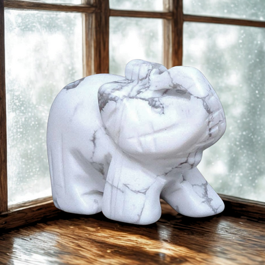 Eléphant en Howlite 40g (PRGFL346-65)
