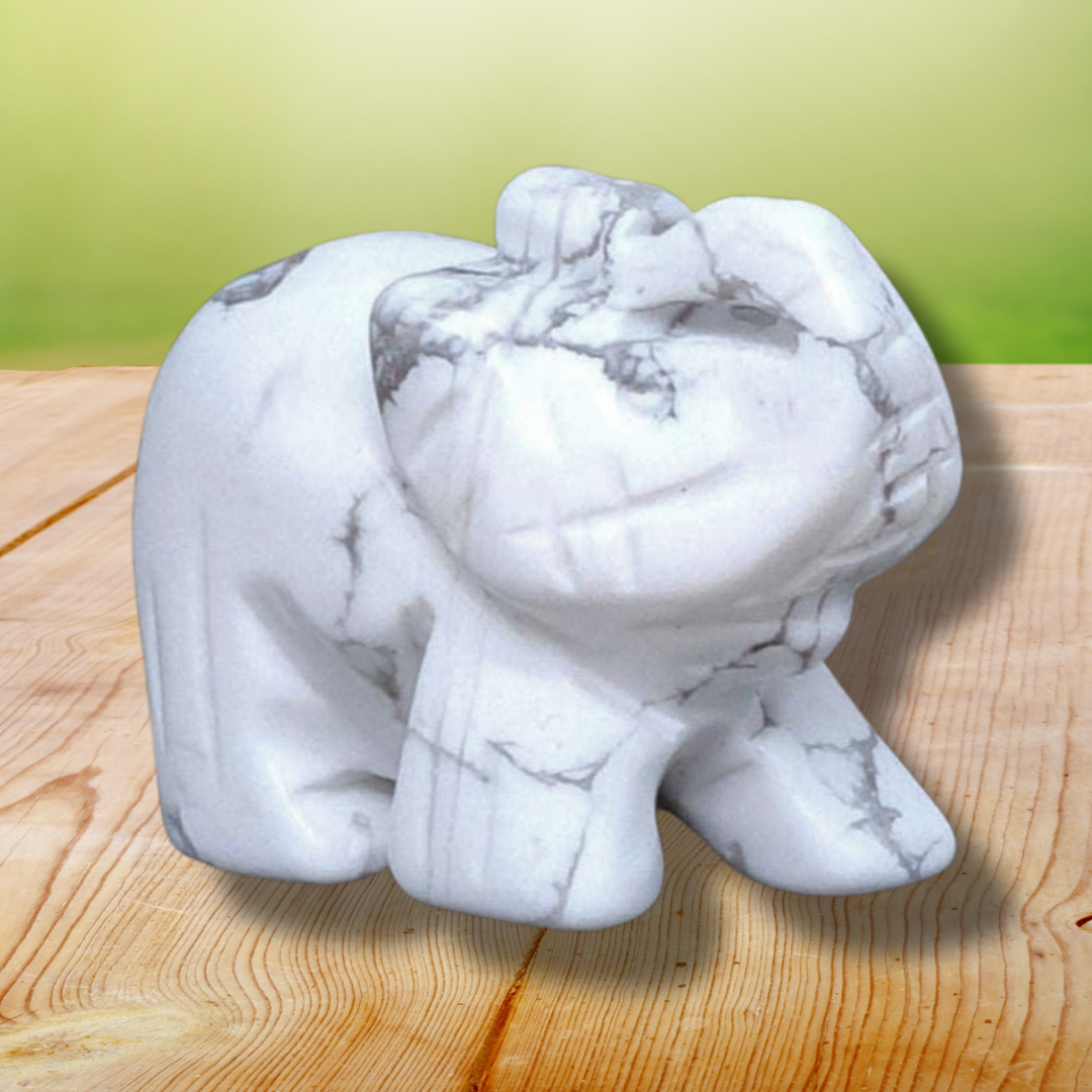 Eléphant en Howlite 40g (PRGFL346-65) - ENAE Minéraux