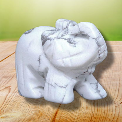 Eléphant en Howlite 40g (PRGFL346-65) - ENAE Minéraux