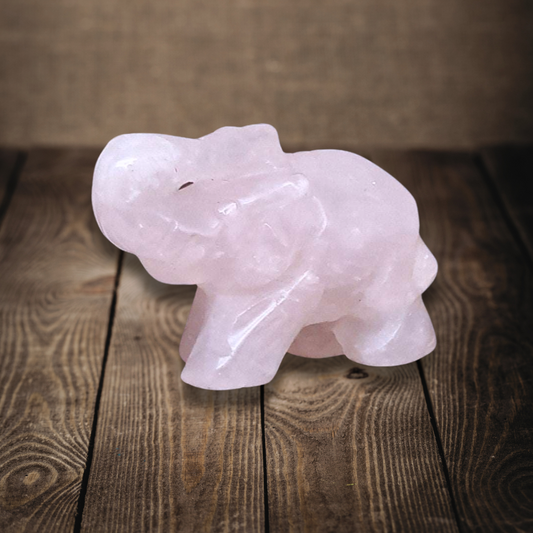 Eléphant en Quartz Rose (PRGFL346-44)