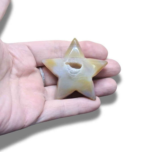 Etoile en Agate avec cristallisation (PRGFL304-16)