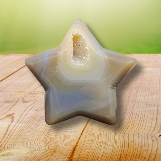 Etoile en Agate avec cristallisation (PRGFL304-13)