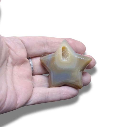 Etoile en Agate avec cristallisation (PRGFL304-13)