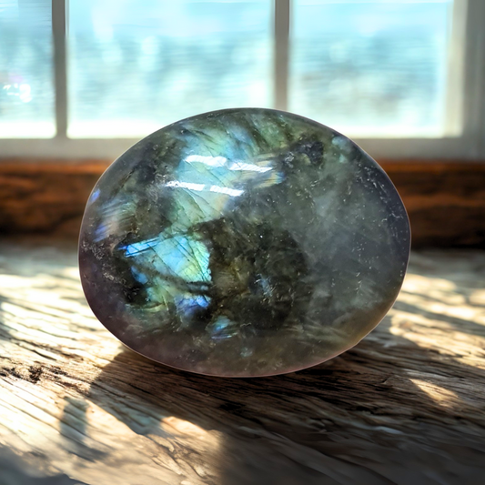 Galet poli en Labradorite 130g (PRGFL342-8)