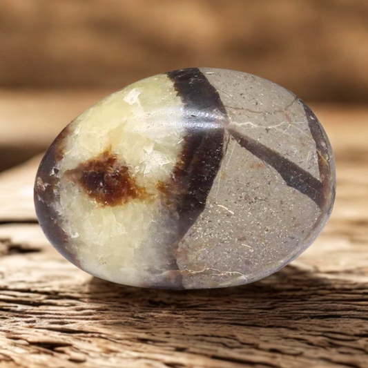 Galet poli en Septaria et Calcite jaune 40g (PRGFL325-8)